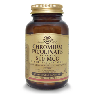 CHROMIUM PICOLINATE 500MCG 60 CAP SOLGAR disminuye niveles de glucosa en sangre